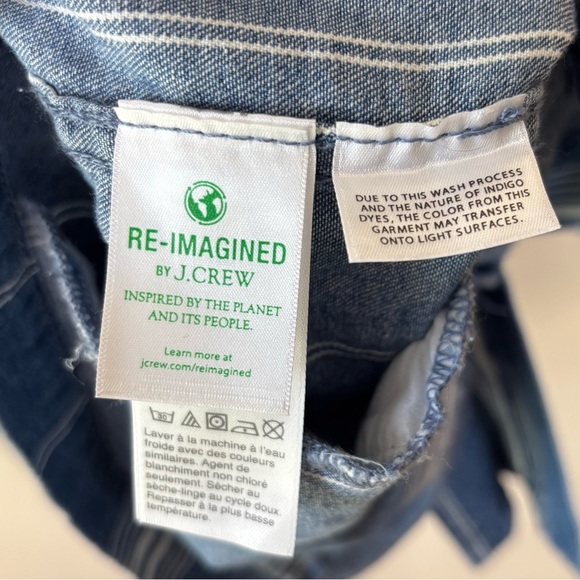 J. Crew Women’s Striped Cotton Button Front Belted Jean Jacket Size Medium - Picture 4 of 8